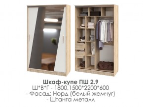 шкаф-купе ПШ-2.9 1500 Норд Белый жемчуг 1500 в Верхотурье - verhoture.magazin-mebel74.ru | фото